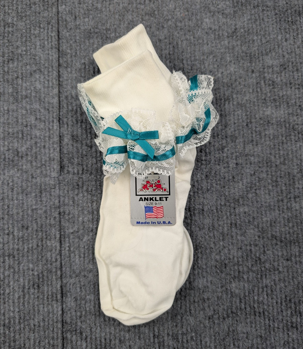 Vintage Lace Ruffle Ankle Socks Womens 9-11 Nylon Coquette White Church Coquette